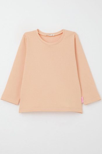 Girls' Long Sleeve Basic T-Shirt in Salmon (9 Months - 3 Years)