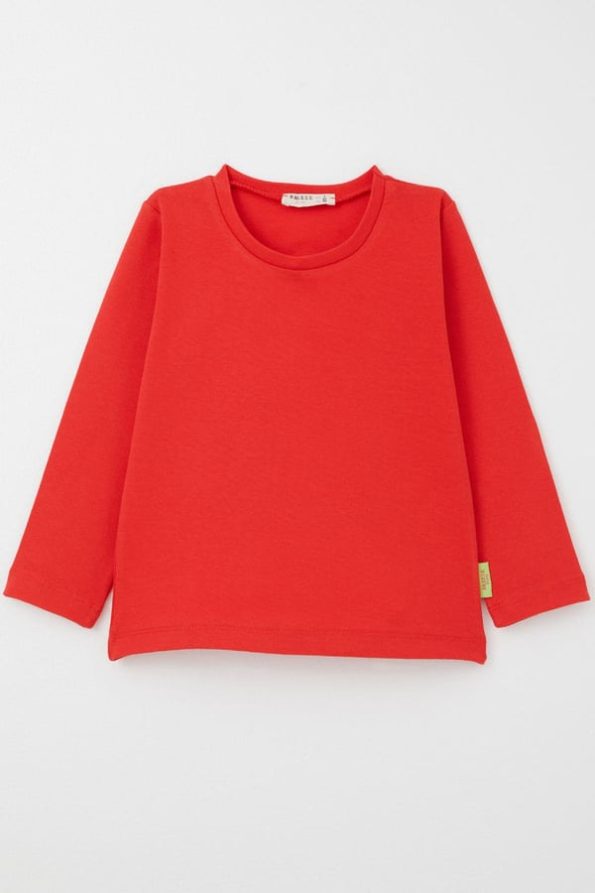 Girls' Long Sleeve Basic T-Shirt in Coral (9 Months - 3 Years)