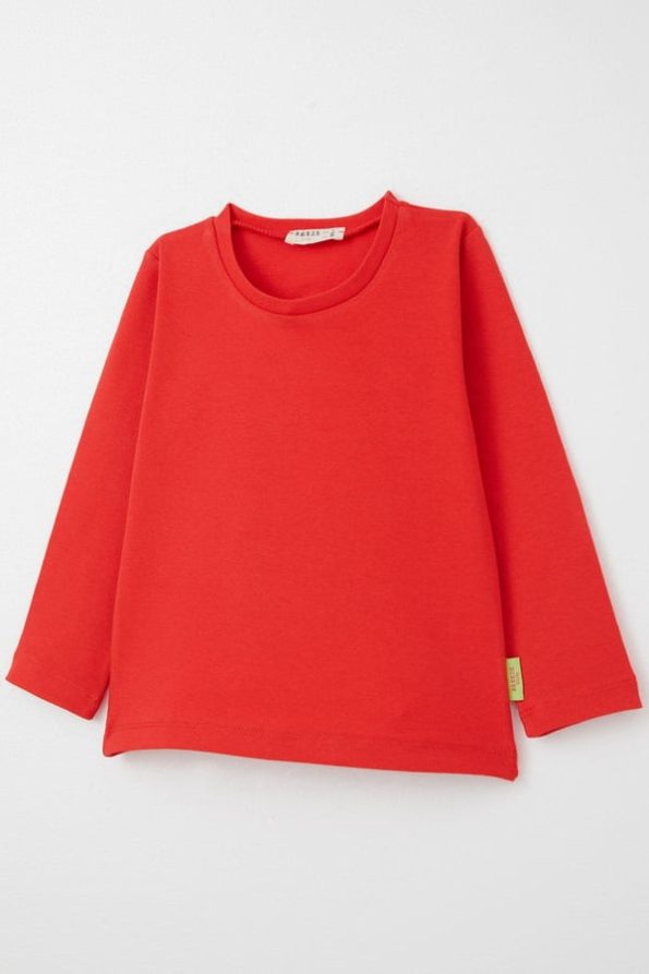 Girls' Long Sleeve Basic T-Shirt in Coral (9 Months - 3 Years)