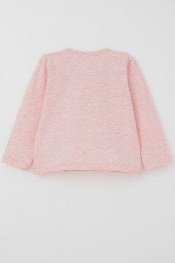 Girls' Long Sleeve T-Shirt with Lace Bow in Salmon Melange (6 Months - 2 Years)