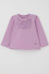 Girls' Long Sleeve T-Shirt with Lace Bow in Lavender (6 Months - 1 Year)