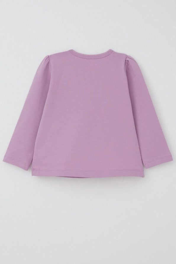 Girls' Long Sleeve T-Shirt with Lace Bow in Lavender (6 Months - 1 Year)