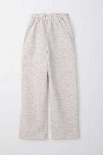 Girls' Beige Melange Wide Leg Pants with Pockets and Elastic Waist (8-9 Years)
