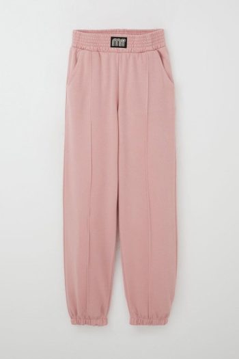Girls' Sweatpants with Embellished Waist and Pearls in Dusty Rose (Ages 9-14)