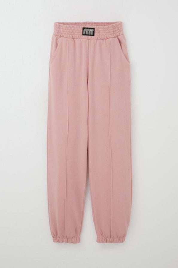 Girls' Sweatpants with Embellished Waist and Pearls in Dusty Rose (Ages 9-14)