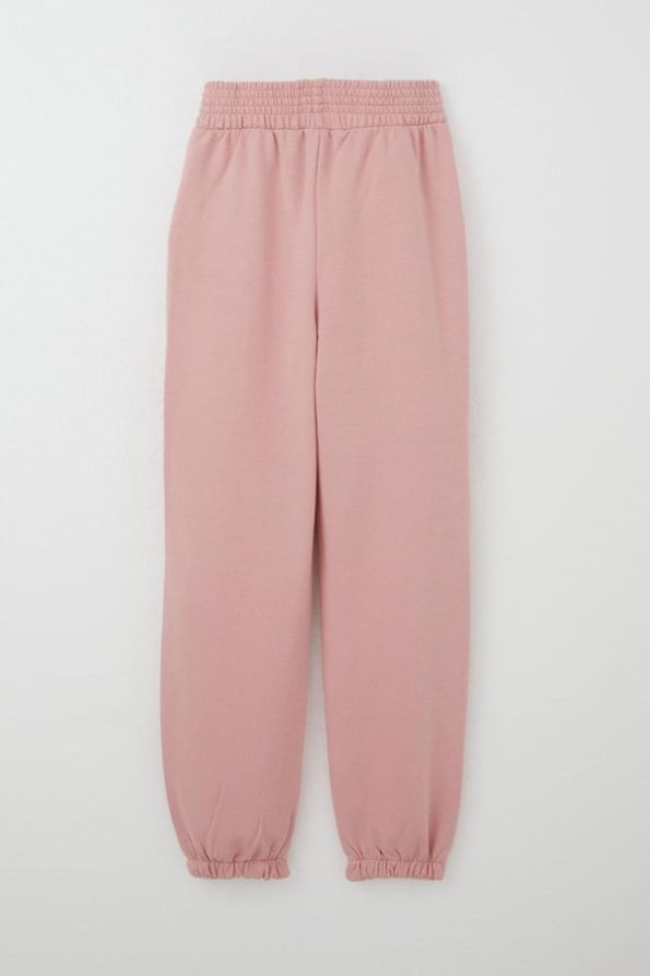 Girls' Sweatpants with Embellished Waist and Pearls in Dusty Rose (Ages 9-14)