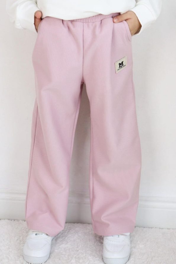 Girls' Regular Fit Sweatpants with Elastic Waist and Pockets in Light Lilac (Ages 7-12)