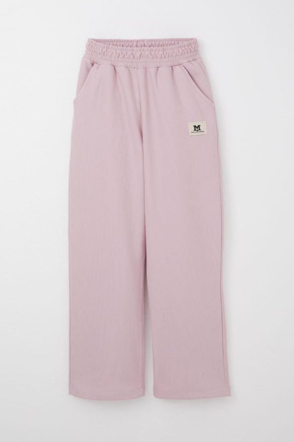 Girls' Regular Fit Sweatpants with Elastic Waist and Pockets in Light Lilac (Ages 7-12)