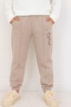 Girls' Sweatpants with Pocket and Stitch Detail in Mink (Ages 3-7)