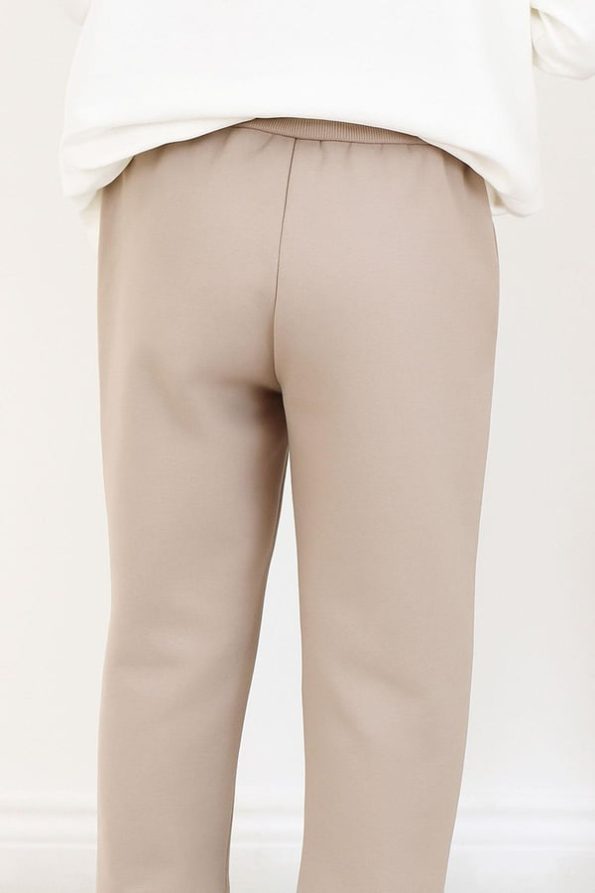 Girls' Sweatpants with Pocket and Stitch Detail in Mink (Ages 3-7)