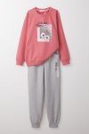 Girls' Flower Print Sweatshirt Set in Coral (Ages 8-10)