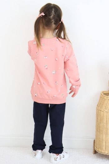 Girls' Sweatshirt Set with Floral Print in Dusty Rose (1-3 Years)