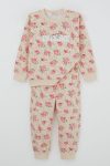 Girls' Flower Print Sweatshirt Set Beige (Ages 1.5-5)