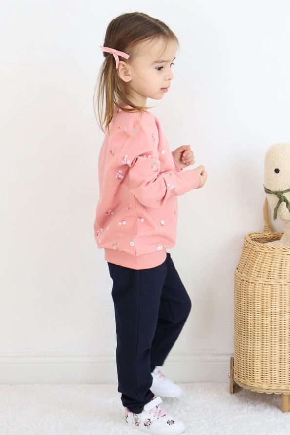 Girls' Sweatshirt Set with Floral Print in Dusty Rose (1-3 Years)