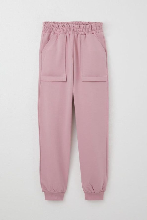 Girls' Athletic Tracksuit Set with V-Stitched Front in Dusty Rose (Ages 5-10)