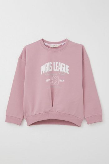 Girls' Athletic Tracksuit Set with V-Stitched Front in Dusty Rose (Ages 5-10)