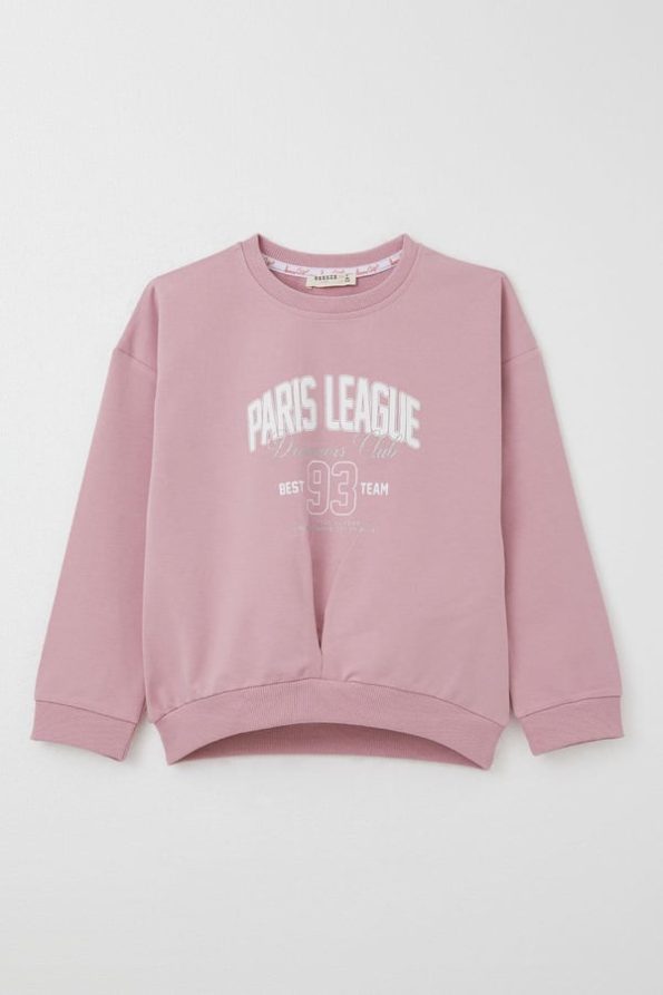 Girls' Athletic Tracksuit Set with V-Stitched Front in Dusty Rose (Ages 5-10)
