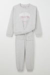 Girls' Athletic Tracksuit Set with V-Stitch Front in Light Grey Melange (Ages 5-10)