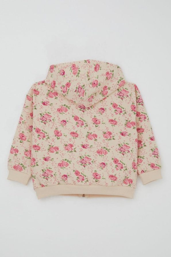 Girls' Floral Hooded Tracksuit Cream (Ages 1.5-5)