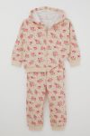 Girls' Floral Hooded Tracksuit Cream (Ages 1.5-5)