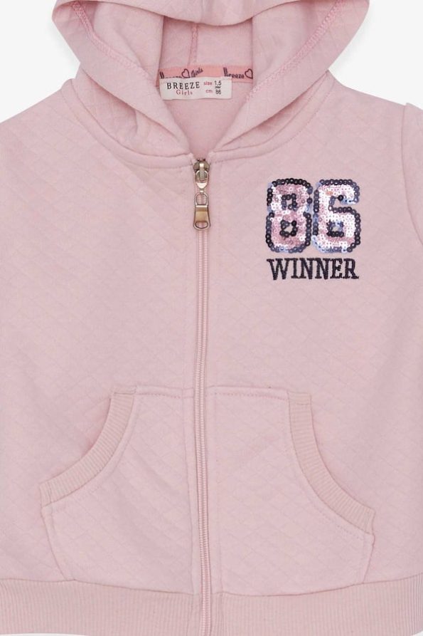 Embroidered Sequin Cardigan for Girls in Blush (Ages 1.5-3)