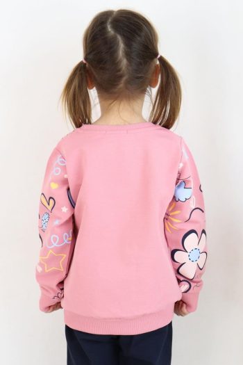 Girls' Spring-Themed Floral Sweatshirt in Dusty Rose (2-5 Years)