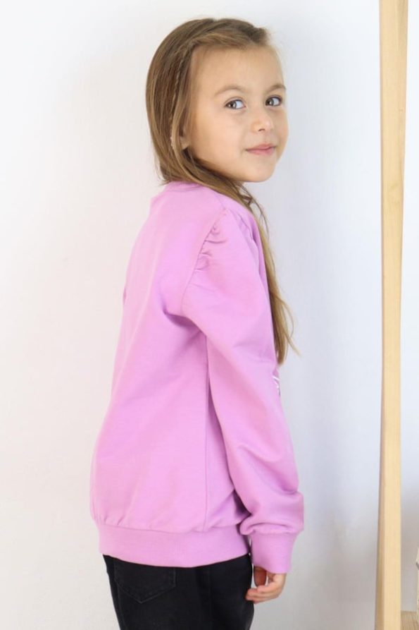 Girls' Sweatshirt with Floral & Text Print in Lavender (8-12 Years)