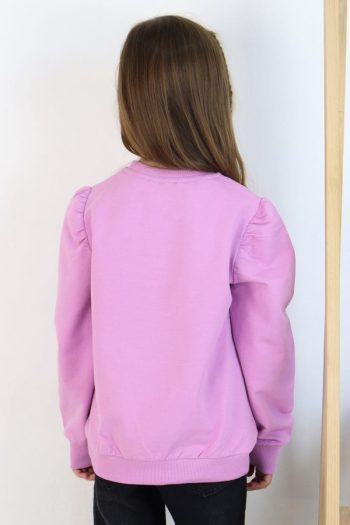 Girls' Sweatshirt with Floral & Text Print in Lavender (8-12 Years)