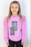Girls' Sweatshirt with Floral & Text Print in Lavender (8-12 Years)