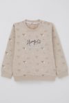 Girls' Heart Patterned Sweatshirt in Beige (Ages 1.5-5)