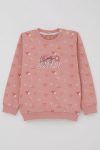 Girls' Heart Patterned Sweatshirt in Rose Pink (Ages 1.5-5)