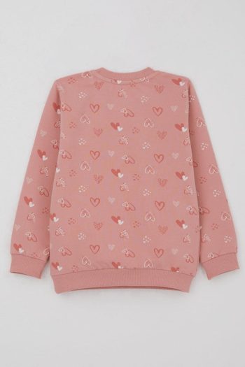 Girls' Heart Patterned Sweatshirt in Rose Pink (Ages 1.5-5)