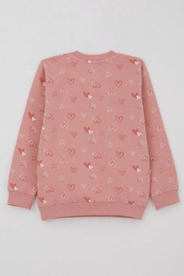Girls' Heart Patterned Sweatshirt in Rose Pink (Ages 1.5-5)