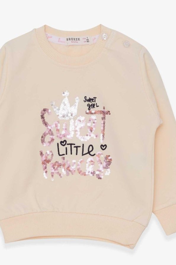 Embroidered Sequin Cream Sweatshirt for Baby Girls (1 Year)