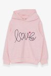 Girls' Embroidered Text Print Sweatshirt in Salmon Melange (2-6 Years)