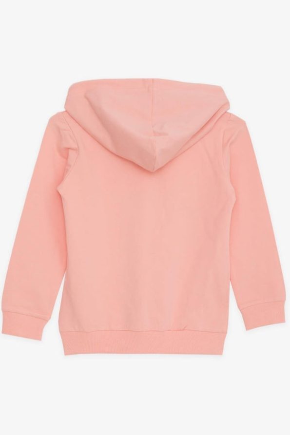 Girls' Sweatshirt with Glittery Smiley Print in Salmon (4-9 Years)