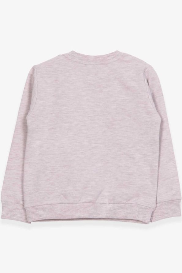 Girls' Printed Sweatshirt with Umbrella Design in Beige Melange (1.5-5 Years)