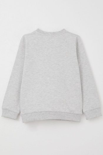 Cute Bear Print Sweatshirt for Toddler Girls in Light Grey Melange (1.5-2 Years)