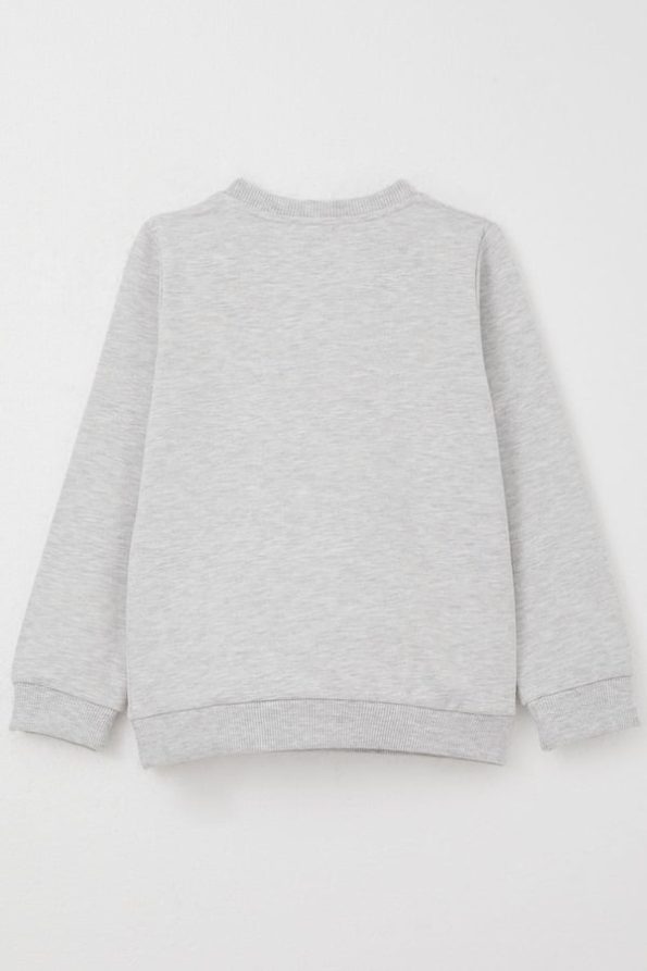 Cute Bear Print Sweatshirt for Toddler Girls in Light Grey Melange (1.5-2 Years)