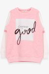 Girls' Glitter Print Sweatshirt in Salmon Melange (8-9 Years)