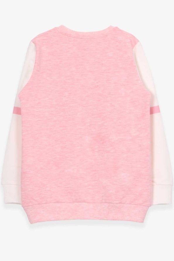 Girls' Glitter Print Sweatshirt in Salmon Melange (8-9 Years)