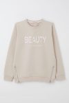 Girls' Sweatshirt with Floral Print and Zip Details in Beige (Ages 9-12)