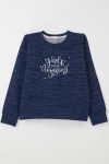 Girls' Printed Star Sweatshirt in Navy Blue Melange (Ages 9-14)