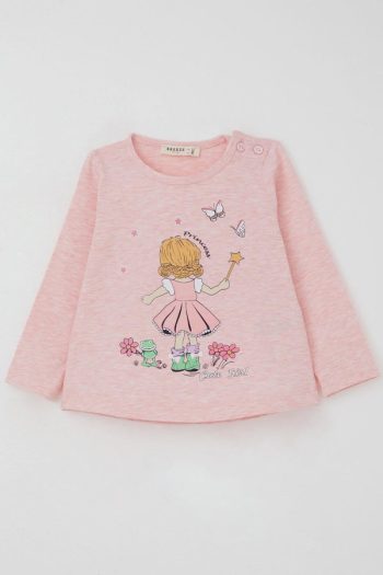 Girls' Princess Printed Legging Set in Salmon Melange (1-1.5 Years)