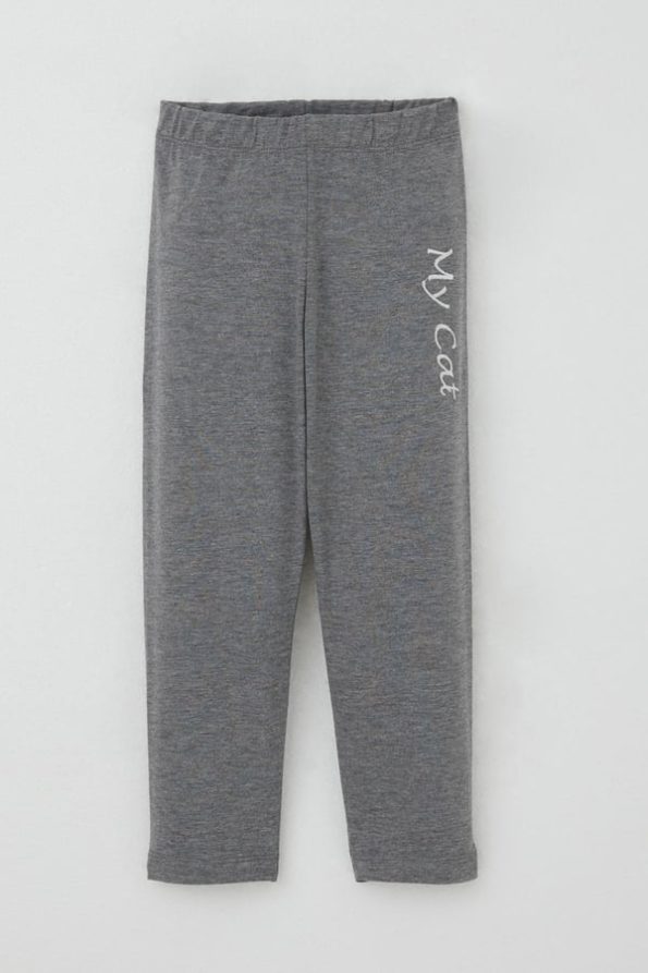Girls' Legging Set with Sequin Cat Print in Ecru (Ages 1.5-5)
