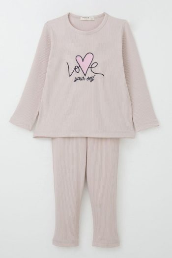Love-Themed Embroidered Legging Set for Girls (Ages 2-5)