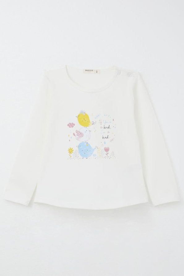 Girls' Legging Set with Cute Colorful Bird Print in Ecru (1.5-2 Years)