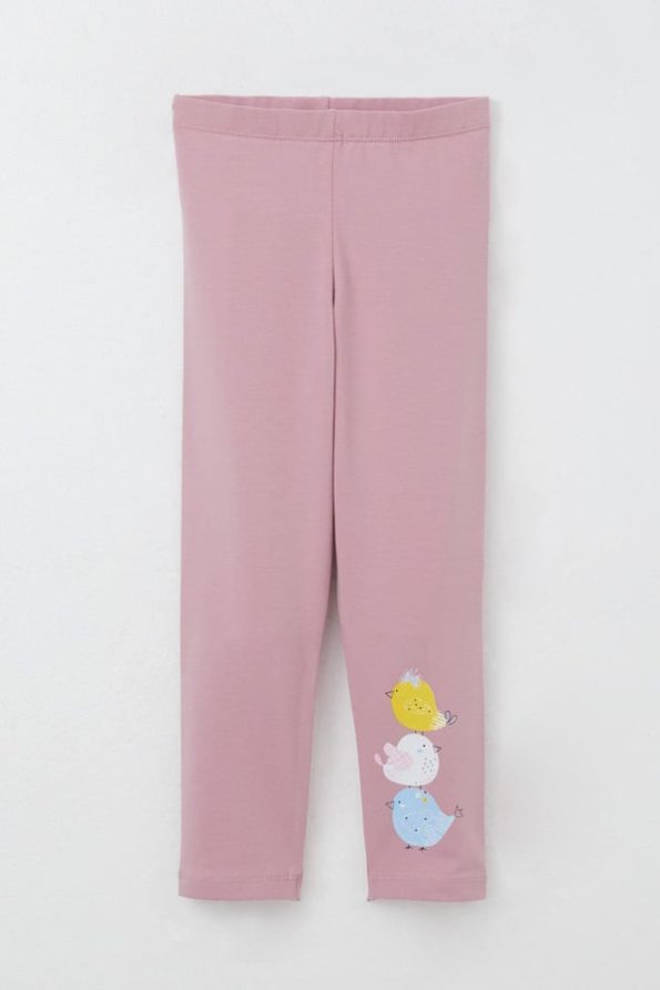 Girls' Legging Set with Cute Colorful Bird Print in Ecru (1.5-2 Years)