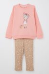 Girls' Printed Floral Leggings Set in Salmon (2-4 Years)