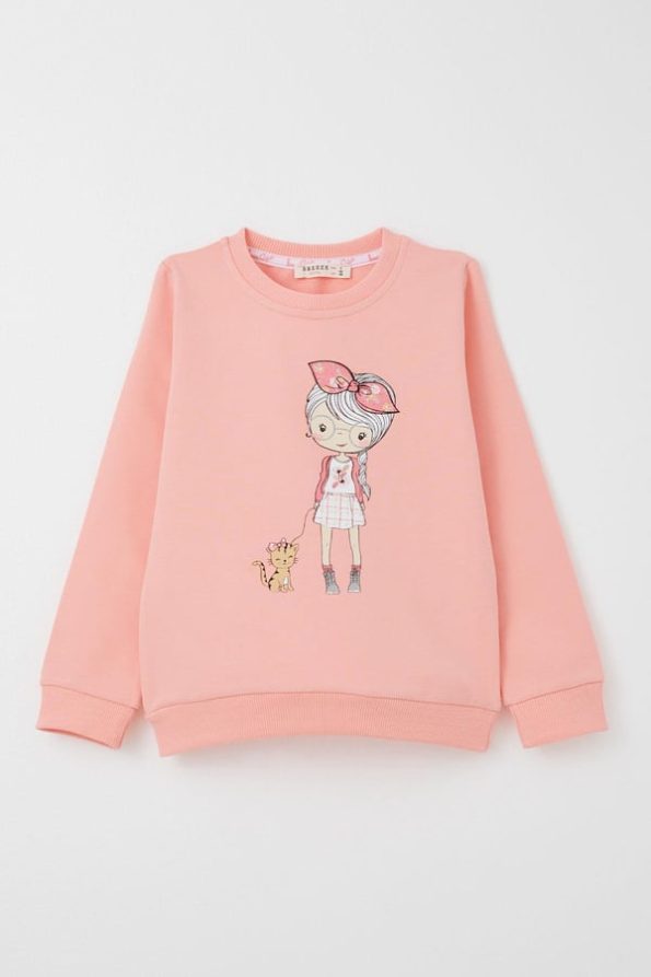 Girls' Printed Floral Leggings Set in Salmon (2-4 Years)